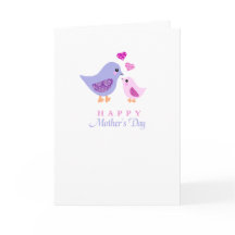 Cute mother and child birds mother's day card