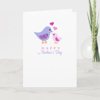 Cartão Cute mother and child birds mother's day card