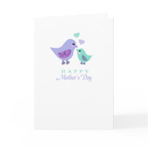 Cute mother bird and child chick mother's day card
