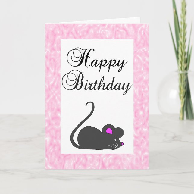 Cartão Cute Mouse Happy Birthday Card (Frente)