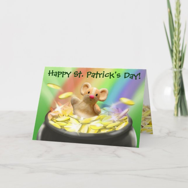 Cartão Cute Mouse St. Patrick's Day Card (Frente)