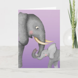 Cartão Cute mum and baby elephant Mothering Sunday card