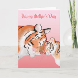 Cartão Cute mum and baby tiger Mother's Day card