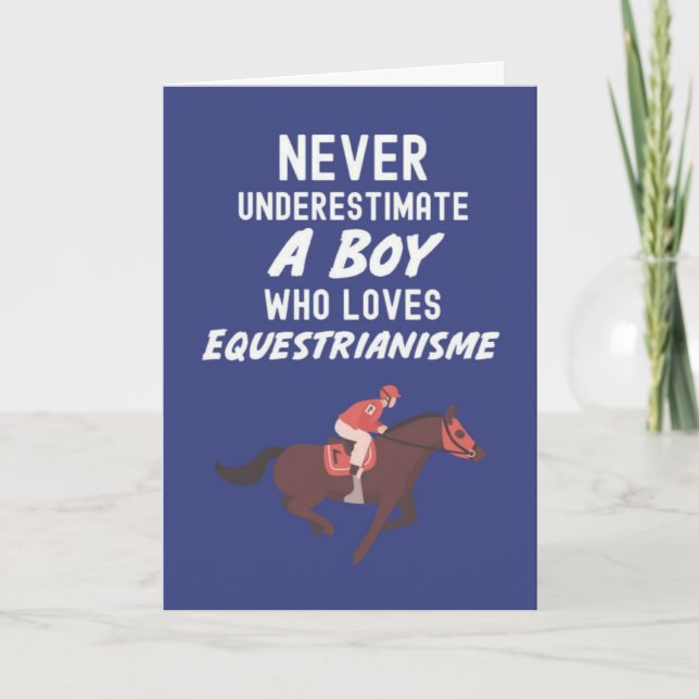 Cartão Cute Navy Blue Equestrian Cards For Baby Boys Kids (Frente)