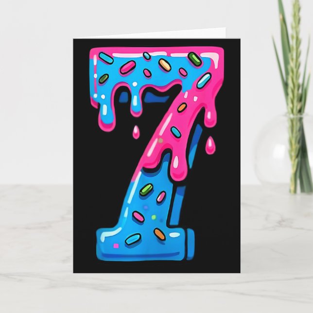 Cartão Cute Number 7 Ice Cream Drip 67 Meme Costume Coupl (Frente)