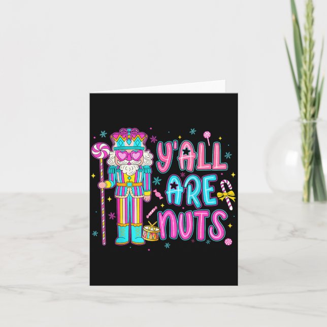 Cartão Cute Nutcracker Family Xmas Pajamas Y'all Are Nuts (Frente)