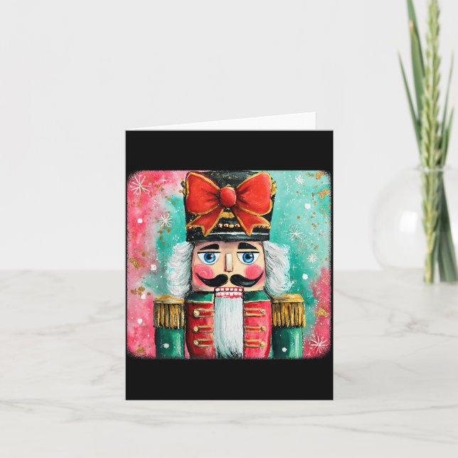 Cartão Cute Nutcracker Xmas Bows Christmas Pjs Girl Women (Frente)