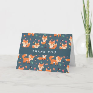 Cartão Cute Orange Fox Pattern Thank You