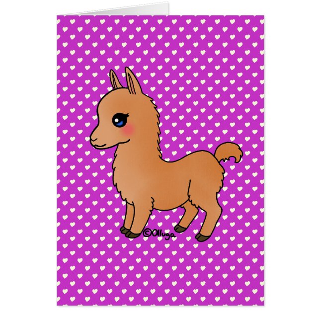 Cartão Cute Orange Llama (Frente)