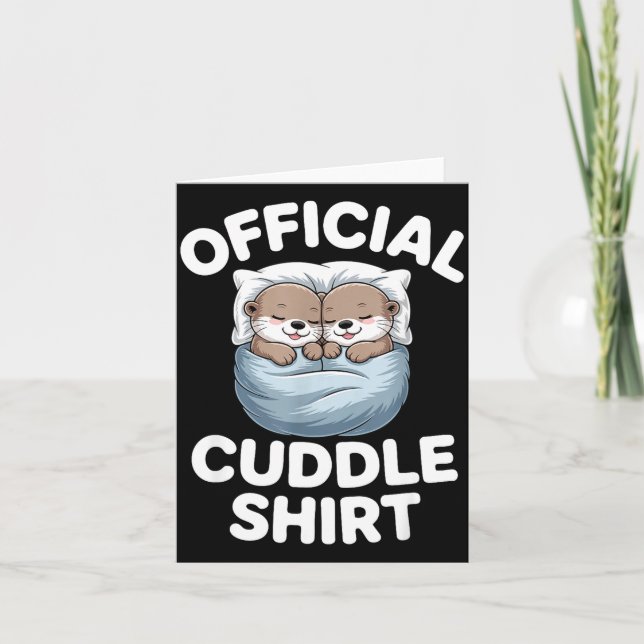 Cartão Cute Otter Couple Cozy Cuddle  (Frente)