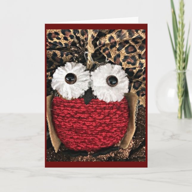 CARTÃO CUTE OWL DIZ **MERRY NATMAS PARA VOCÊ** (Frente)
