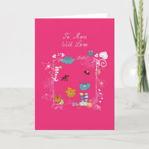 Cartão cute owls and flowes