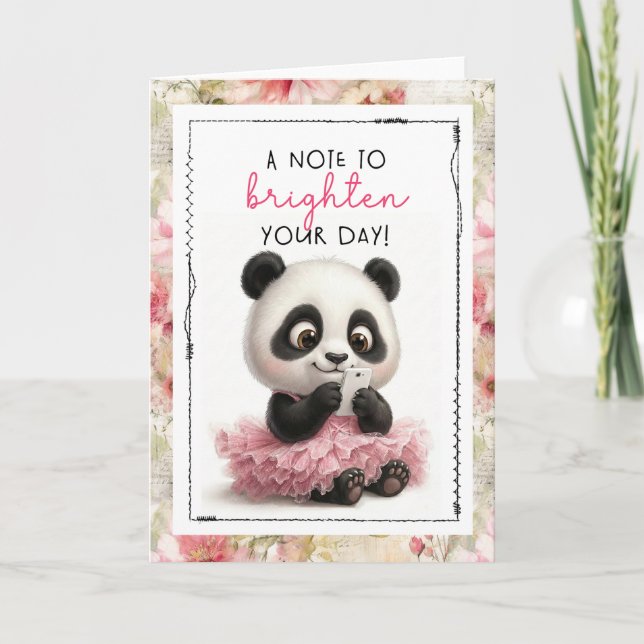 Cartão Cute Panda A Note To Brighten Your Day (Frente)