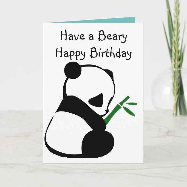 Cartão Cute Panda bamboo birthday (Frente)