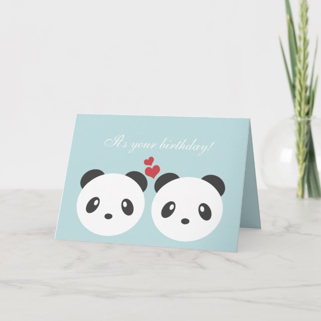 Cartão Cute panda birthday card (Frente)