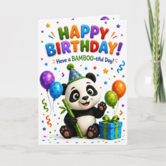 Cartão Cute Panda Happy Birthday Card | Adorable Birthday