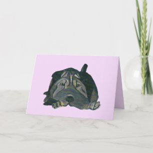 Cartão Cute Pastel Black Chinese Shar-Pei Greeting Card
