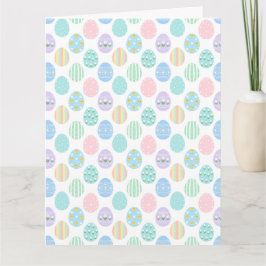 Cartão Cute Pastel Easter Eggs Pattern 