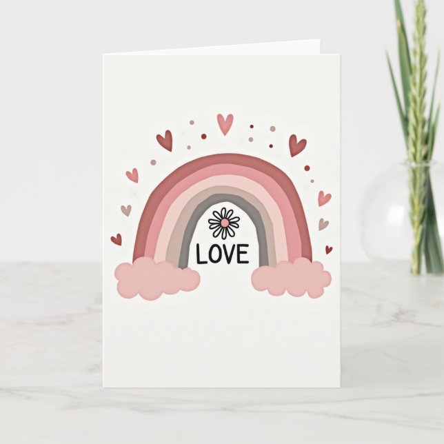 Cartão Cute Pastel Rainbow Love Card (Frente)