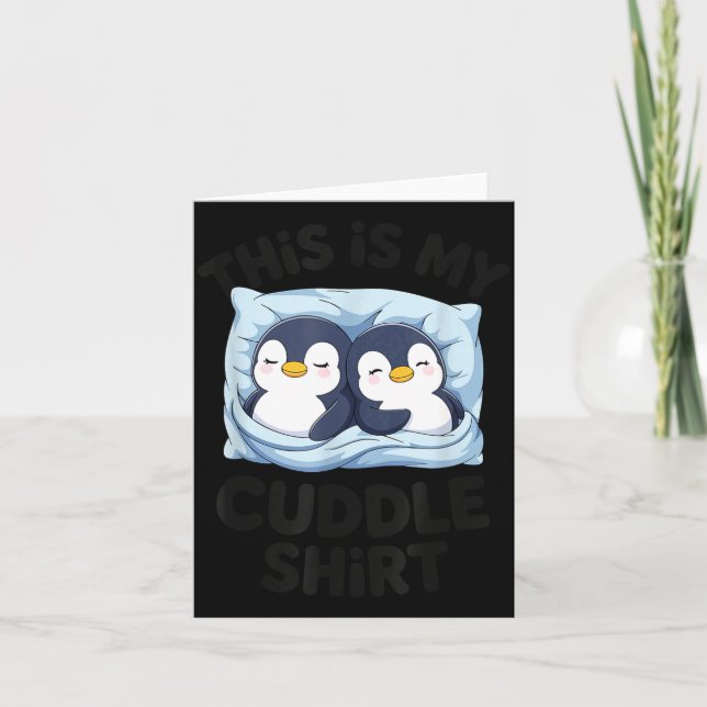 Cartão Cute Penguin Cuddle Cozy Sleep Matching Couple  (Frente)