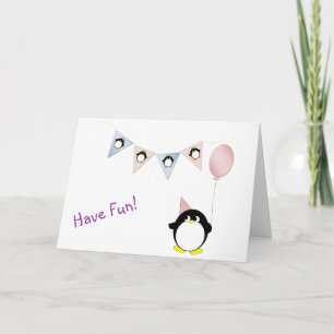 Cartão Cute penguin with bunting greeting card