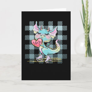 Cartão Cute Pequeno dragão com Coração Eu Te Amo