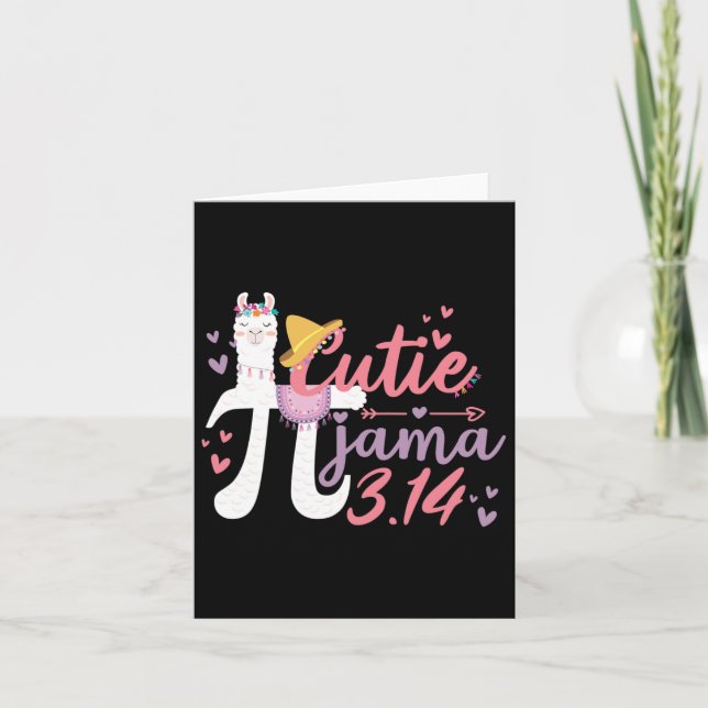 Cartão Cute Pi Day Pajama Lama 3.14 Cutie Pie Alpaca Love (Frente)