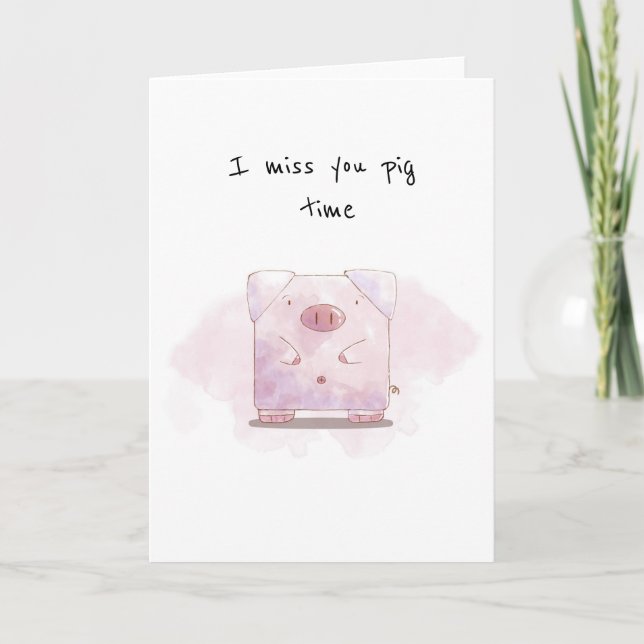 Cartão cute pig pun thinking of you card covid miss you (Frente)