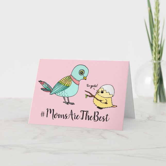 Cartão Cute Pink Baby Bird Cartoon First Mother's Day (Frente)