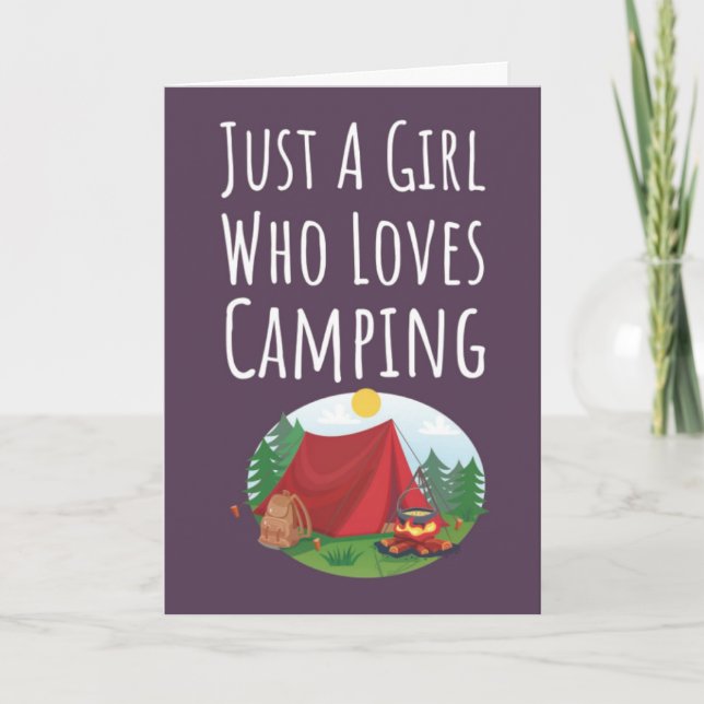 Cartão Cute Pink Camping Cards For Baby Girls Kids Camper (Frente)