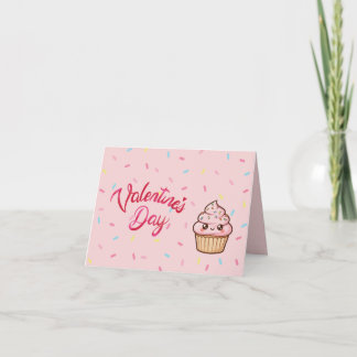 Cartão Cute Pink Cupcake Valentine's Day Card