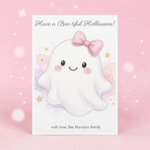 Cute Pink Halloween Ghost Whimsical Holiday