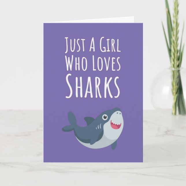 Cartão Cute Pink Shark Cards For Baby Girls Kids Ocean  (Frente)