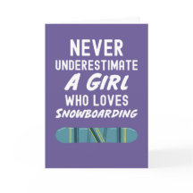 Cute Pink Snowboarding Cards For Baby Girls Kids