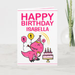 Cartão Cute Pink T-Rex Dino Granddaughter 1st Birthday<br><div class="desc">Cute Green T-Rex Dino Granddaughter 1st Birthday, this design is for anyone looking for something nice for a little girl on her 1st birthday. If you're looking for 1st birthday invitations, especially for your granddaughter, this one is perfectly what you need. The design features a cute dinosaur wearing a bow...</div>