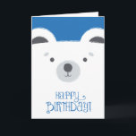 Cartão Cute Polar Bear Birthday Card<br><div class="desc">Simply adorable polar bear illustration with blue background and charming text.</div>