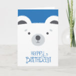 Cartão Cute Polar Bear Birthday Card<br><div class="desc">Simply adorable polar bear illustration with blue background and charming text.</div>