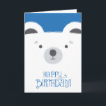 Cartão Cute Polar Bear Birthday Card<br><div class="desc">Simply adorable polar bear illustration with blue background and charming text.</div>