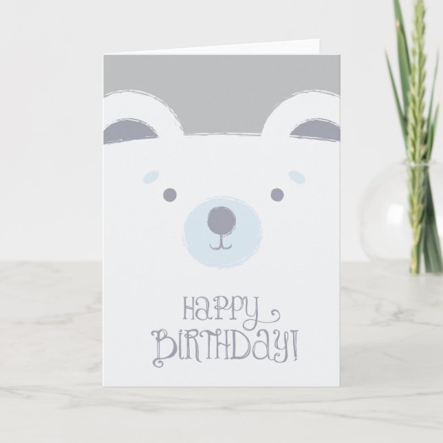 Cartão Cute Polar Bear Birthday Card (Frente)