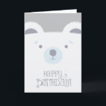 Cartão Cute Polar Bear Birthday Card<br><div class="desc">Simply adorable polar bear illustration with silver background and charming "Happy Birthday" text.</div>