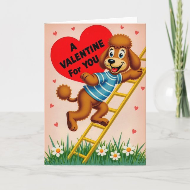 Cartão Cute Poodle Valentine Love Card (Frente)