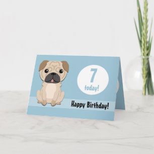 Cartão Cute Pug Customisable Birthday Card
