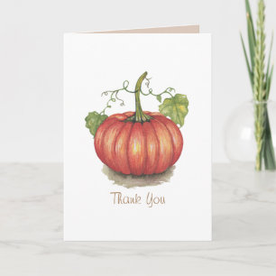Cartão Cute Pumpkin With Vines In Watercolor