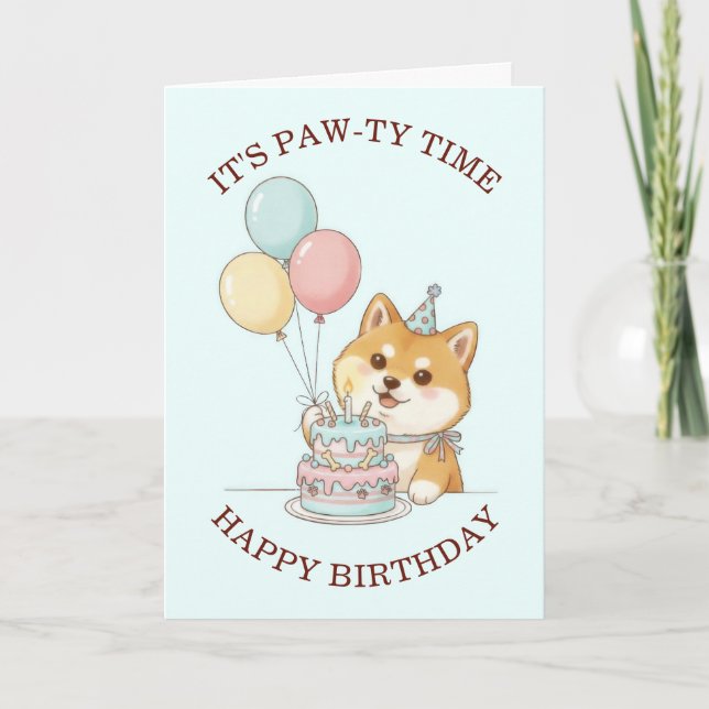 Cartão Cute Puppy Dog Birthday (Frente)