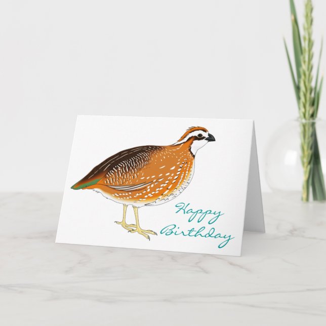 Cartão Cute Quail Birthday (Frente)