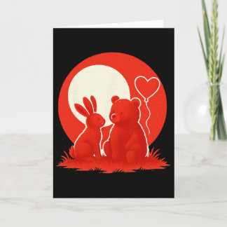 Cartão Cute Rabbit Bear Couple Valentine's Day Lovers 