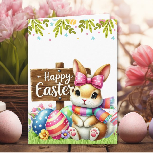 Cartão Cute Rabbit 'HAPPY EASTER' Card  (Criador carregado)