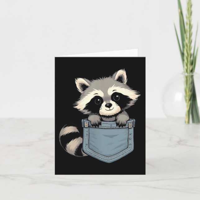 Cartão Cute Raccoon Cket Funny For Mens Womens Kids Racco (Frente)