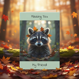 Cartão Cute Raccoon Pensando Em Você