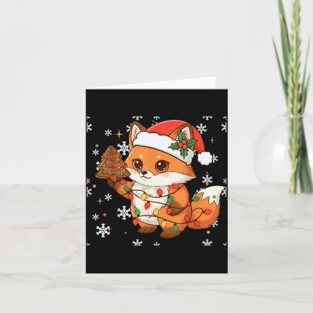 Cartão Cute Racoon Lights Tree Cake Funny Xmas Merry Chri (Frente)
